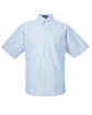 UltraClub Men's Classic Wrinkle-Resistant Short-Sleeve Oxford blue/ white OFFront