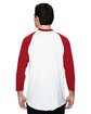 Augusta Sportswear Adult Three-Quarter Sleeve Baseball Jersey white/ red ModelBack