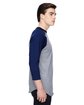 Augusta Sportswear Adult Three-Quarter Sleeve Baseball Jersey ath hthr/ navy ModelSide