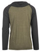 Burnside Adult Raglan Sleeve Striped Jersey Hooded T-Shirt army/ black ModelBack