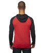 Burnside Adult Raglan Sleeve Striped Jersey Hooded T-Shirt red/ black ModelBack