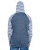 Burnside Adult Raglan Sleeve Striped Jersey Hooded T-Shirt heather/ navy ModelBack