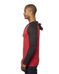 Burnside Adult Raglan Sleeve Striped Jersey Hooded T-Shirt red/ black ModelSide