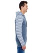 Burnside Adult Raglan Sleeve Striped Jersey Hooded T-Shirt heather/ navy ModelSide