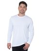 Bayside Unisex USA Made Performance Long-Sleeve T-Shirt white ModelBack