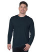 Bayside Unisex USA Made Performance Long-Sleeve T-Shirt navy ModelBack