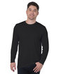 Bayside Unisex USA Made Performance Long-Sleeve T-Shirt black ModelBack