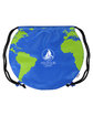 Prime Line Recycled Polyester Globe Earth Drawstring Bag reflex blue DecoFront