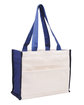 Prime Line Cotton Gusset Accent Box Tote Bag navy blue ModelQrt