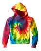 Tie-Dye Youth Pullover Hooded Sweatshirt reactive rainbow FlatFront