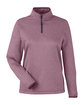 CORE365 Ladies' Venture Heathered Stripe Quarter-Zip burgundy/white OFFront