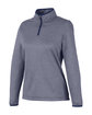 CORE365 Ladies' Venture Heathered Stripe Quarter-Zip clsc navy/ white OFQrt