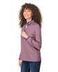 CORE365 Ladies' Venture Heathered Stripe Quarter-Zip burgundy/white ModelQrt