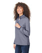 CORE365 Ladies' Venture Heathered Stripe Quarter-Zip clsc navy/ white ModelQrt