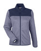 CORE365 Ladies' Venture Heathered Stripe Hybrid Jacket clsc navy/ white OFFront