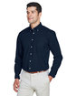 Devon & Jones Men's Crown Collection Solid Broadcloth Woven Shirt navy ModelQrt
