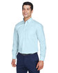 Devon & Jones Men's Crown Collection Solid Broadcloth Woven Shirt crystal blue ModelQrt