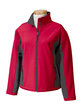 Devon & Jones Ladies' Soft Shell Colorblock Jacket red/ dk charcoal OFFront