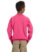 Gildan Youth Heavy Blend Fleece Crew safety pink ModelBack