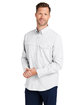 HUK Men's Tide Point Long Sleeve Shirt white ModelQrt