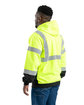 Berne Men's Hi-Vis Class 3 Color Block Full-Zip Hooded Sweatshirt hi vis yellow ModelBack