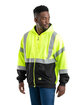 Berne Men's Hi-Vis Class 3 Color Block Full-Zip Hooded Sweatshirt hi vis yellow ModelQrt