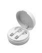 Prime Line Harmony Wireless Earbuds and Charging Pad white ModelSide