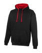 Just Hoods By AWDis Adult Midweight Varsity Contrast Hooded Sweatshirt jet blk/ fire rd ModelQrt