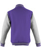Just Hoods By AWDis Men's Heavyweight Letterman Jacket purple/ hthr gry ModelBack