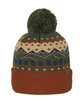 Outdoor Cap Knit Printed Watch Cap with Pom  