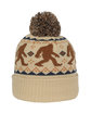 Outdoor Cap Knit Printed Watch Cap with Pom sasquatch ModelBack