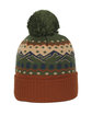 Outdoor Cap Knit Printed Watch Cap with Pom mountain ModelBack