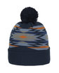 Outdoor Cap Knit Printed Watch Cap with Pom aztec ModelBack