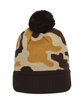 Outdoor Cap Knit Printed Watch Cap with Pom camo ModelBack