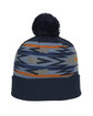 Outdoor Cap Knit Printed Watch Cap with Pom aztec ModelSide