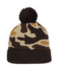 Outdoor Cap Knit Printed Watch Cap with Pom camo ModelSide