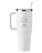 Harriton 40oz Vacuum Insulated Stainless Steel Travel Tumbler white DecoBack