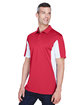 Harriton Men's Side Blocked Micro-Piqu Polo red/ white ModelQrt