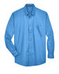 Harriton Men's Easy Blend Long-Sleeve TwillShirt withStain-Release nautical blue FlatFront
