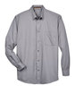 Harriton Men's Easy Blend Long-Sleeve TwillShirt withStain-Release dark grey FlatFront
