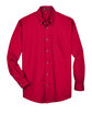 Harriton Men's Easy Blend Long-Sleeve TwillShirt withStain-Release red FlatFront