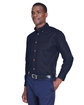 Harriton Men's Easy Blend Long-Sleeve TwillShirt withStain-Release navy ModelQrt