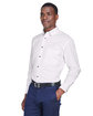 Harriton Men's Easy Blend Long-Sleeve TwillShirt withStain-Release white ModelQrt