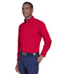 Harriton Men's Easy Blend Long-Sleeve TwillShirt withStain-Release red ModelQrt