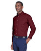 Harriton Men's Easy Blend Long-Sleeve TwillShirt withStain-Release wine ModelQrt