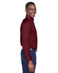 Harriton Men's Easy Blend Long-Sleeve TwillShirt withStain-Release wine ModelSide