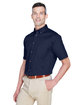 Harriton Men's Easy Blend Short-Sleeve Twill Shirt withStain-Release navy ModelQrt
