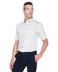 Harriton Men's Easy Blend Short-Sleeve Twill Shirt withStain-Release white ModelQrt