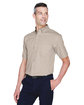Harriton Men's Easy Blend Short-Sleeve Twill Shirt withStain-Release stone ModelQrt