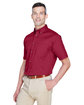 Harriton Men's Easy Blend Short-Sleeve Twill Shirt withStain-Release wine ModelQrt